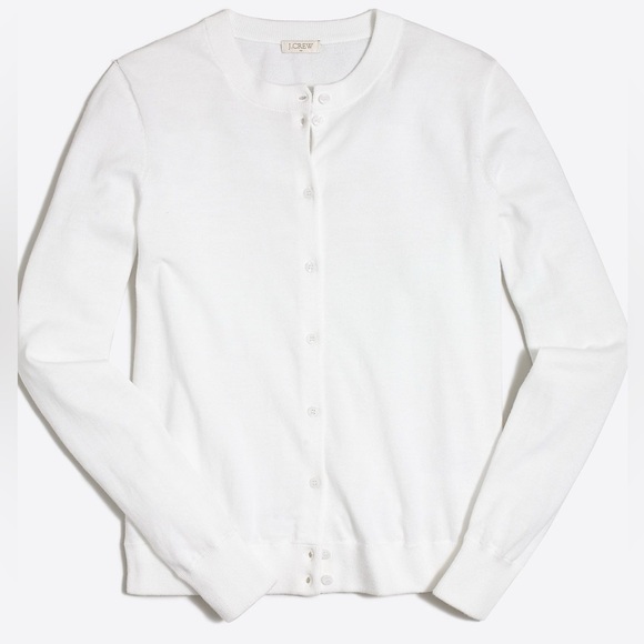 J Crew Classic Cotton Cardigan in White Size Small - Picture 1 of 4